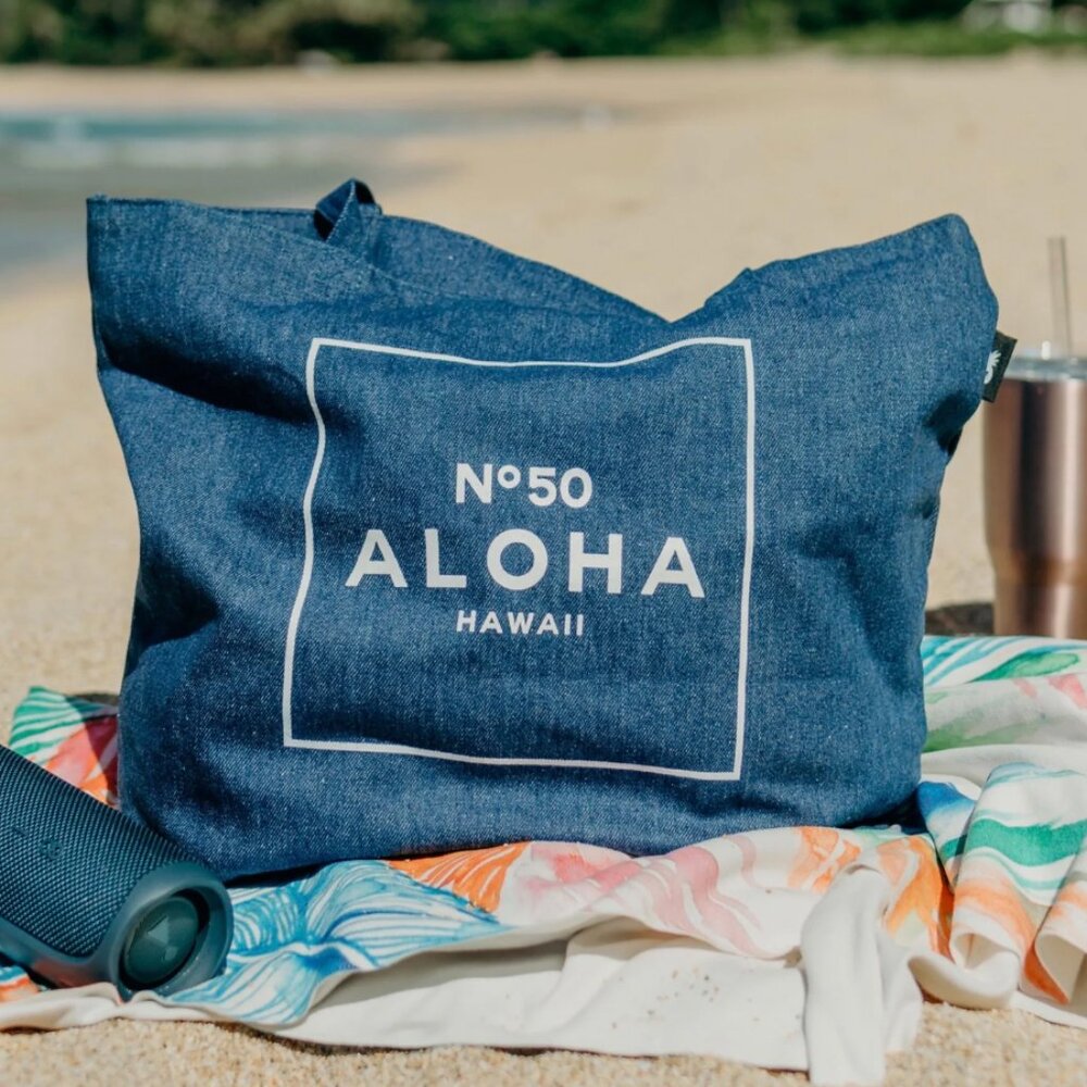 Aloha No. 50 Denim Tote Bag